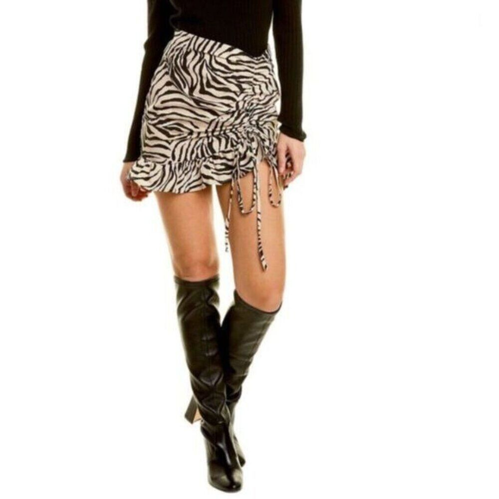 Rosewater Remi Zebra Print Ruched Mini Skirt Size S
